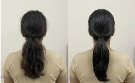 Nehal's hair before and after using the u.elem hair mask