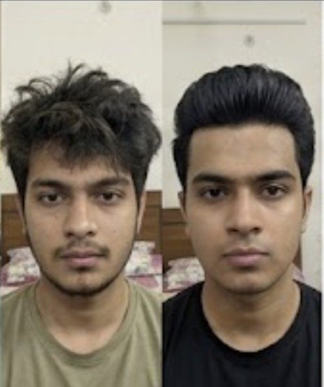 Paresh's hair before and after using the u.elem hair mask